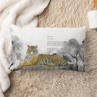Majestic Endangered Bengal Tiger Watercolours Lumbar Cushion