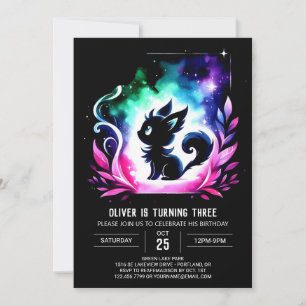 Majestic Fantasy Cat Birthday Invitation