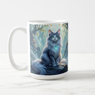 **Majestic Fantasy Cat with Mystical Aura – High F Coffee Mug