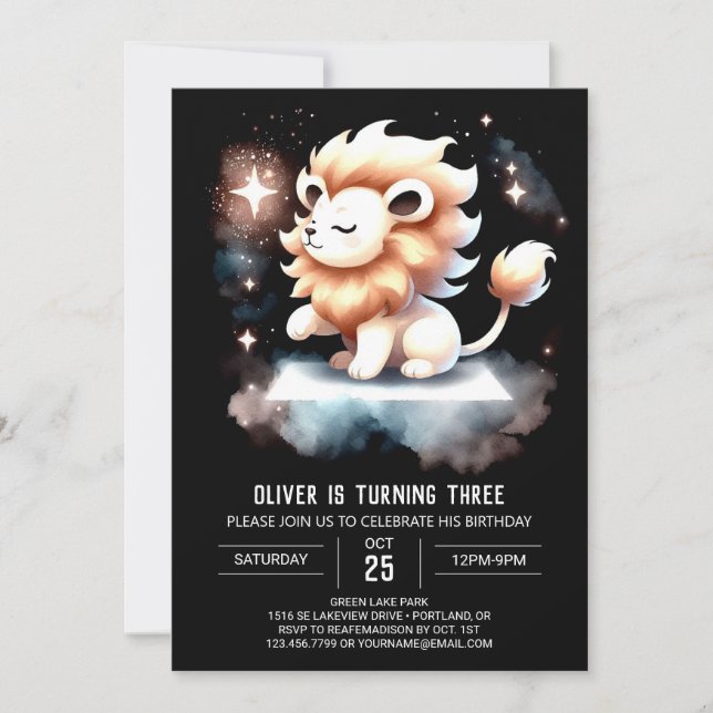 Majestic Fantasy Lion Birthday  Invitation (Front)