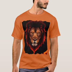 Majestic Fiery Lion Portrait With Glowing Eyes T-Shirt