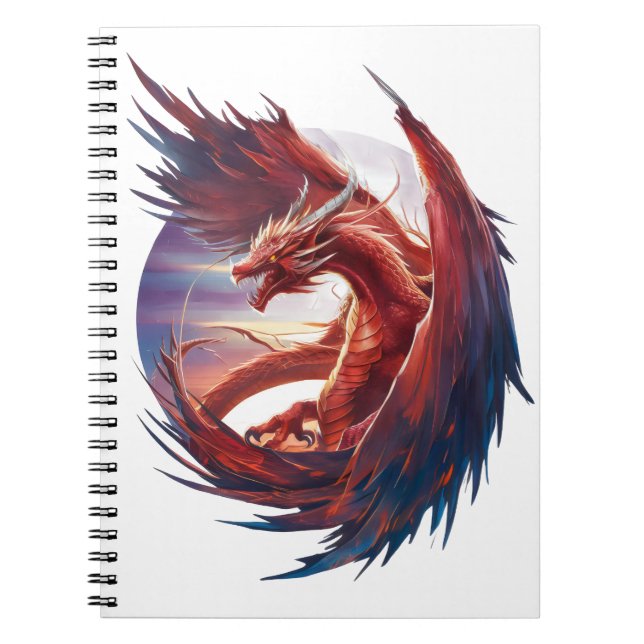 Majestic Fire Dragon - Epic Fantasy Notebook (Front)