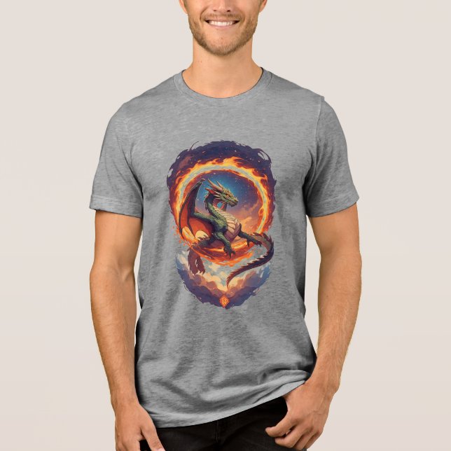 Majestic Fire Dragon Tri-Blend Shirt (Front)