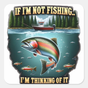 Majestic Fish Swimming Past a Serene Fishing Boat Square Sticker
