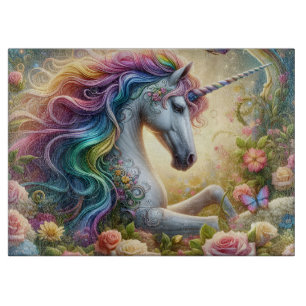 Majestic Floral Unicorn Cutting Board