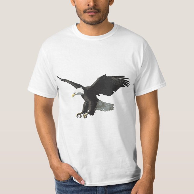 Majestic Flying American Bald Eagle Photo Portrait T-Shirt (Front)