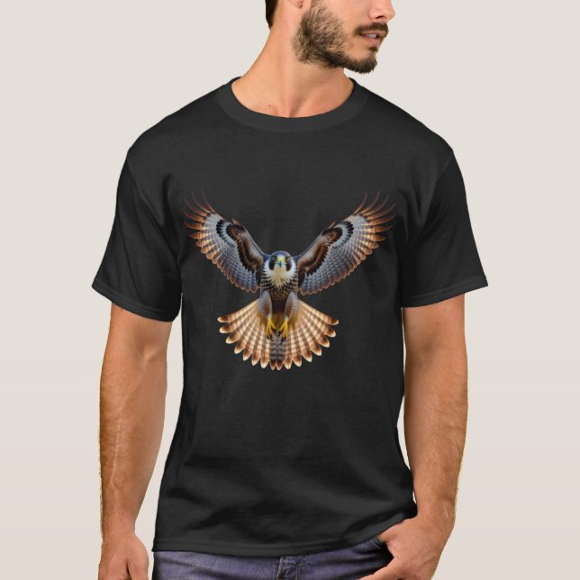 **“Majestic Flying Falcon – Realistic Full-Body Bi T-Shirt (Front)