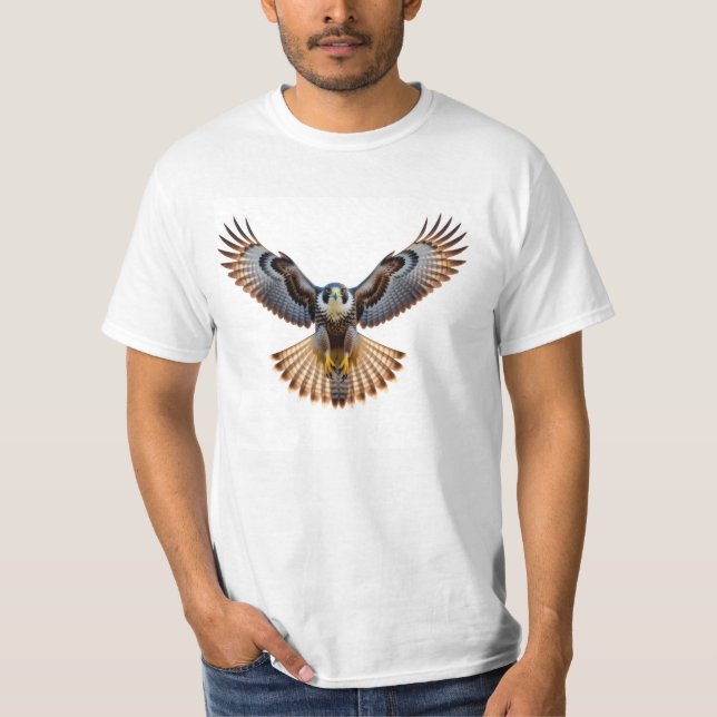 **“Majestic Flying Falcon – Realistic Full-Body Bi T-Shirt (Front)