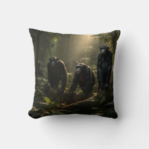 Majestic Forest Primates - Chimpanzee Family  Cushion