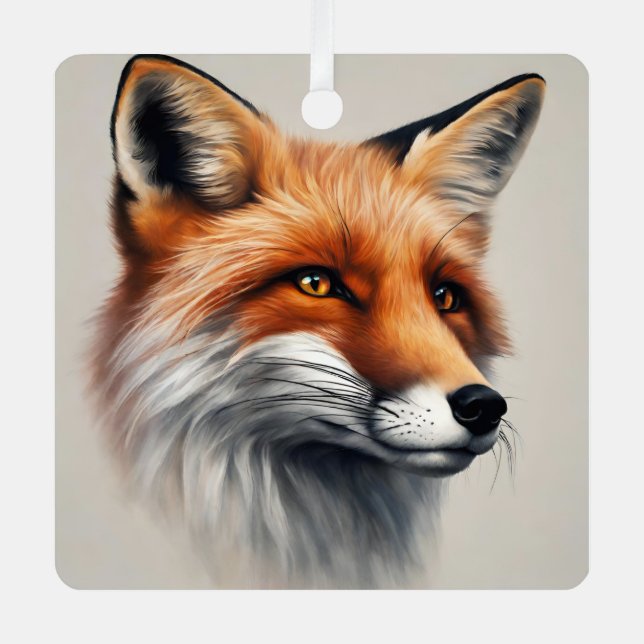 Majestic Fox  Metal Tree Decoration (Front)