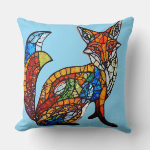 Majestic Fox Stained Glass Design Cushion