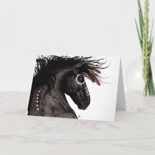 Majestic Friesian Horse Native American by BiHrLe Card