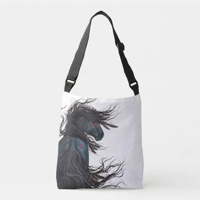 Majestic Friesian Horse Tote by Bihrle (Front)