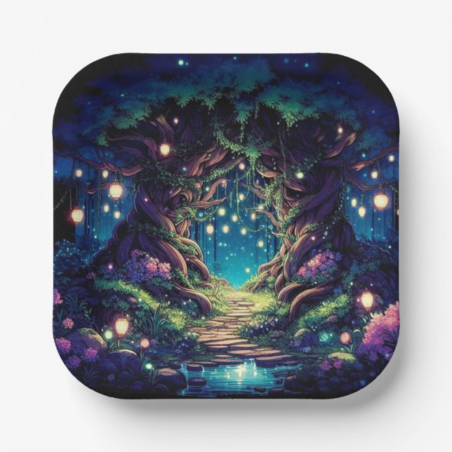  Majestic Fun Enchanted Forest Baby Shower Paper Plate (Front)