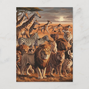 Majestic Gathering of Wild Creatures Postcard