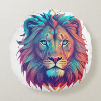 Majestic Geometric Lion T-Shirt Round Cushion