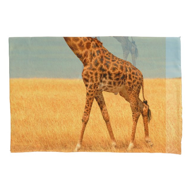 Majestic Giraffe: Masai Mara Dry Season Pillowcase (Front)
