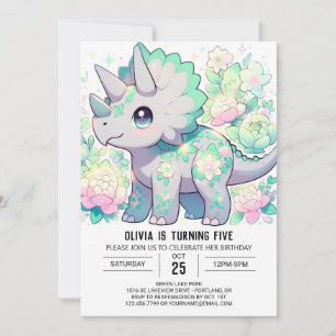 Majestic Girl Dinosaur Digital Birthday Invitation