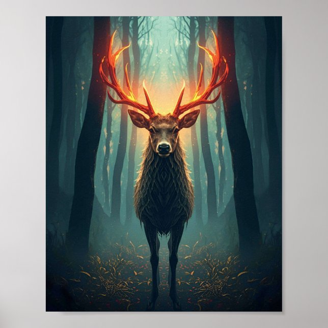 Majestic Glowing Deer Wall Art – Mystical (Front)