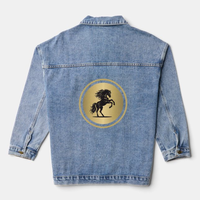 Majestic Gold Bucking Horse Denim Jacket (Back)
