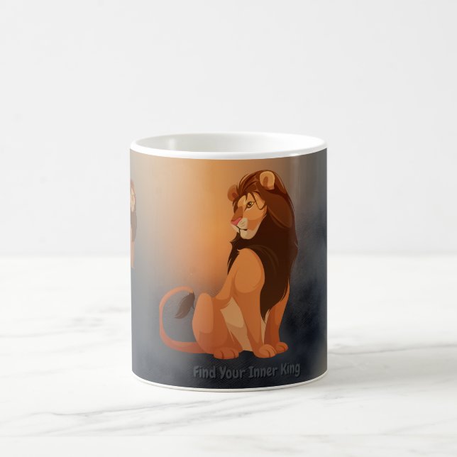 Majestic gold Lion  – Powerful Animal Graphic  Magic Mug (Center)