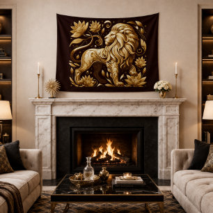 Majestic Gold Lion Tapestry