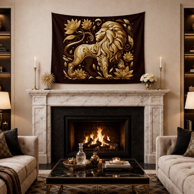 Majestic Gold Lion Tapestry (Creator Uploaded)