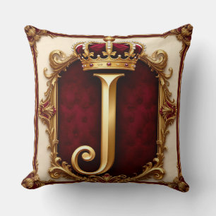 Majestic Gold Monogram With Crown On Regal Velvet Cushion