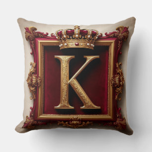Majestic Gold Monogram With Crown On Regal Velvet Cushion