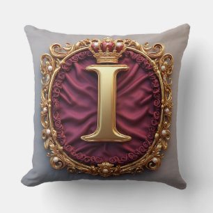Majestic Gold Monogram With Crown On Regal Velvet Cushion