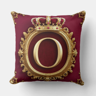 Majestic Gold Monogram With Crown On Regal Velvet Cushion