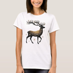 Majestic Gold Starry Reindeer T-Shirt