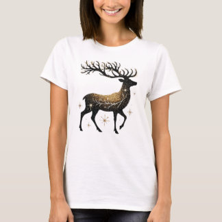 Majestic Gold Starry Reindeer T-Shirt