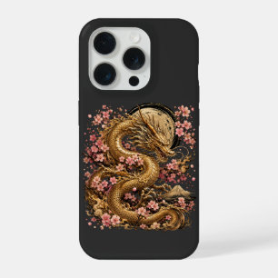 Majestic Golden Dragon Fantasy iPhone 15 Pro Cases