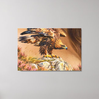 Majestic Golden Eagle Perched on Rock Painting Canvas Print