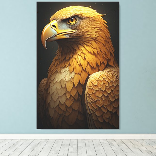 Majestic Golden Eagle Portrait  Canvas Print (Insitu(Wood Floor))