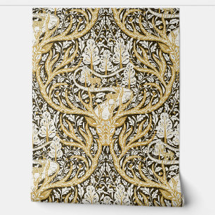 Majestic Golden Forest with Deer Antler & Foliage Wallpaper
