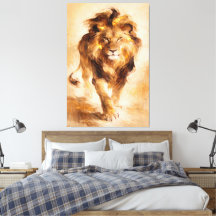 Majestic Golden Lion Abstract Painting Luxury Art