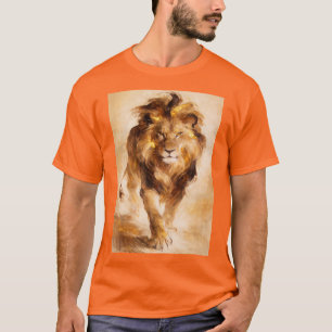 Majestic Golden Lion Abstract Painting Luxury Art T-Shirt
