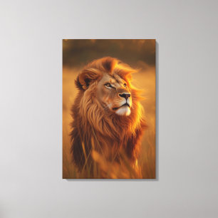 Majestic Golden Lion at Sunset – Canvas Wall Art  