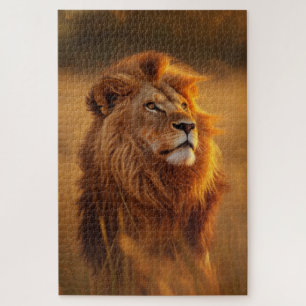 Majestic Golden Lion Sunset Puzzle