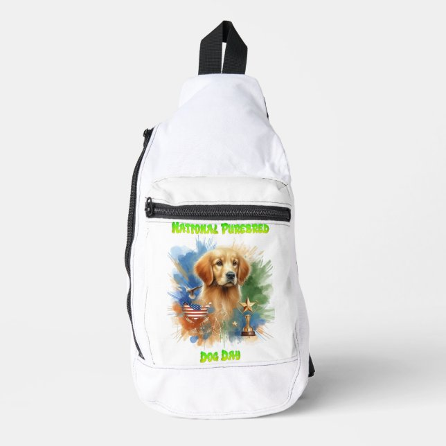 Majestic Golden Retriever With Trophy and Stars Sling Bag (Front)