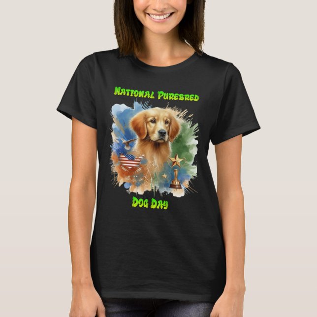Majestic Golden Retriever With Trophy and Stars T-Shirt (Front)