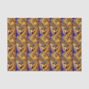 Majestic Golden She Wolf Fantasy AI Art Print Tissue Paper