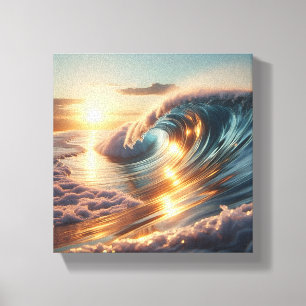 Majestic Golden Sunrise Ocean Wave - Radiant Canvas Print