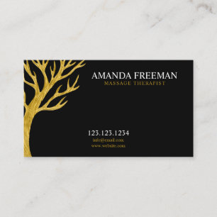 Majestic Golden Tree Massage Therapist Business Card