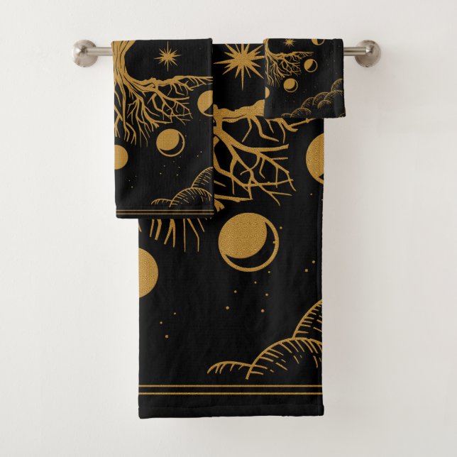 Majestic golden Tree of Life Bath Towel Set (Insitu)