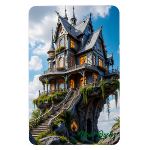 Majestic Gothic Mansion on Cliff Edge Magnet