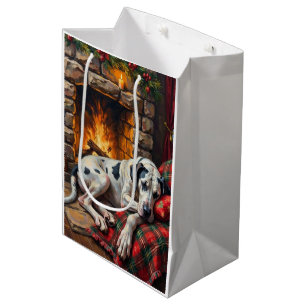 Majestic Great Dane Asleep by Fireplace Cozy Medium Gift Bag