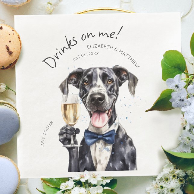 Majestic Great Dane Waiter Watercolor Customisable Napkin (Creator Uploaded)